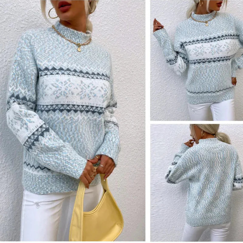 Azula - Pulover tricotat confortabil cu fulgi de zăpadă