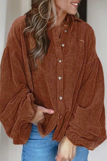 Mai - Bluza Cord cu Mâneci Bufante Moda Femei