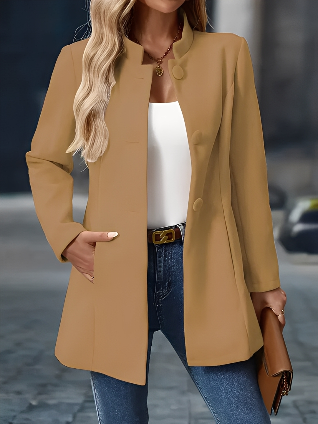 Cornélie - Pelerină de iarnă călduroasă cu nasturi pentru femei