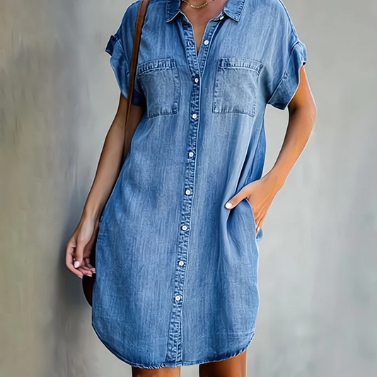 Delight – Rochie casual din denim cu nasturi