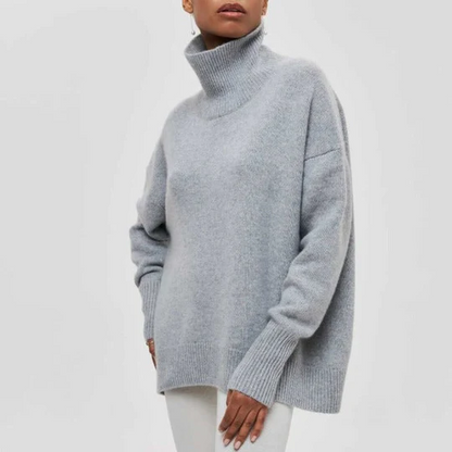 Hortencia - Pulover oversized cu guler înalt din bumbac