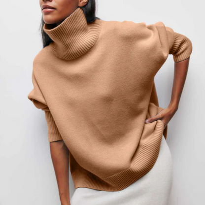 Hortencia - Pulover oversized cu guler înalt din bumbac