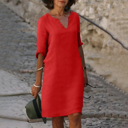 Corinne - Rochie de vară simplă cu decolteu în V pentru femei