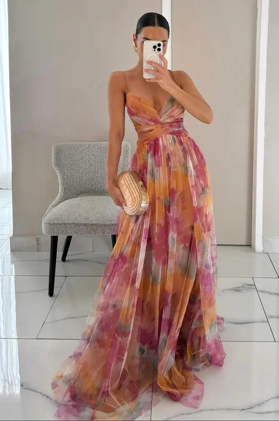 Brienne - Rochie Maxi Damă, Elegantă & Stratificată