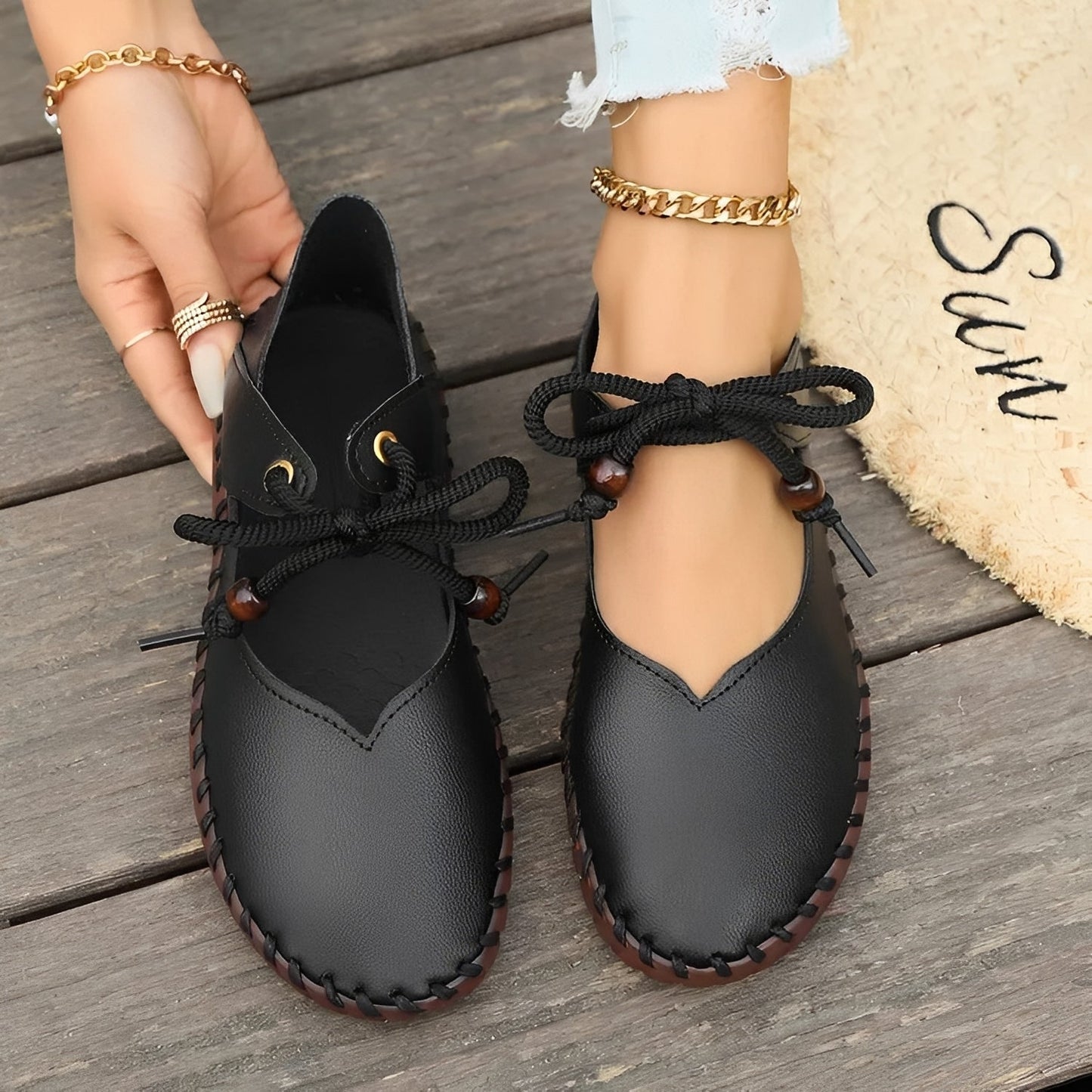 Carla - Pantofi cu șireturi clasici cu talpă moale pentru dame