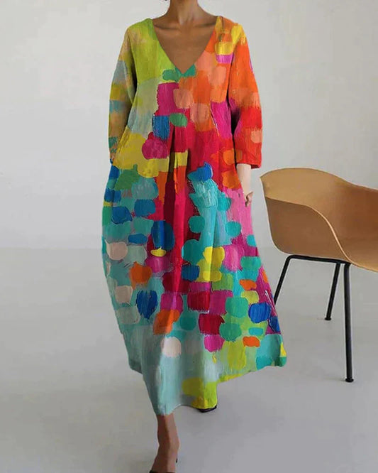 Alina – Rochie colorată cu imprimeu pentru femei