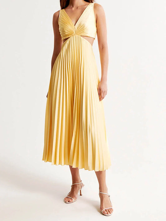Arya - Elegantă Rochie Midi cu Pliuri pentru Femei