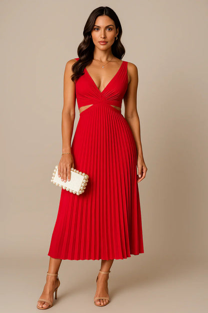 Arya - Elegantă Rochie Midi cu Pliuri pentru Femei