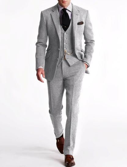 Desmond - Tuxedo formal din tweed în trei piese pentru bărbați