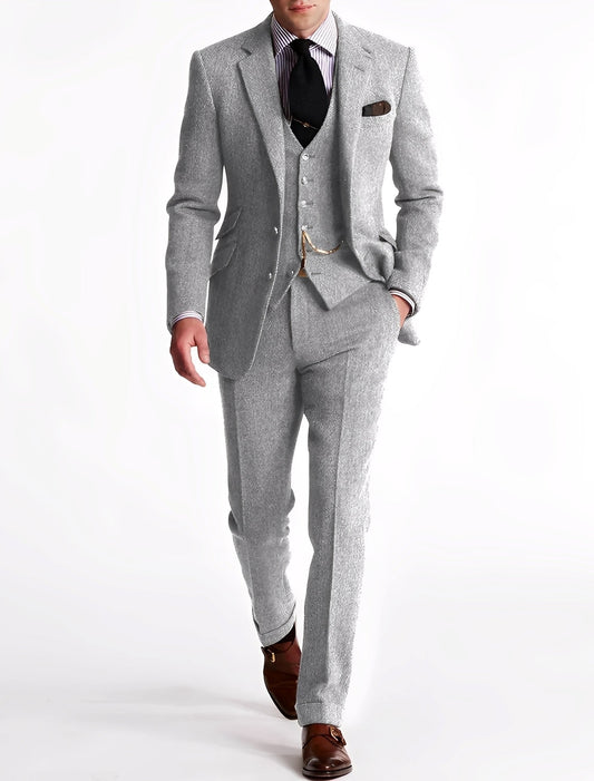 Desmond - Tuxedo formal din tweed în trei piese pentru bărbați