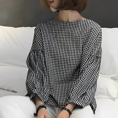 Tahlia - Cămașă casual cu carouri și design asimetric pentru femei