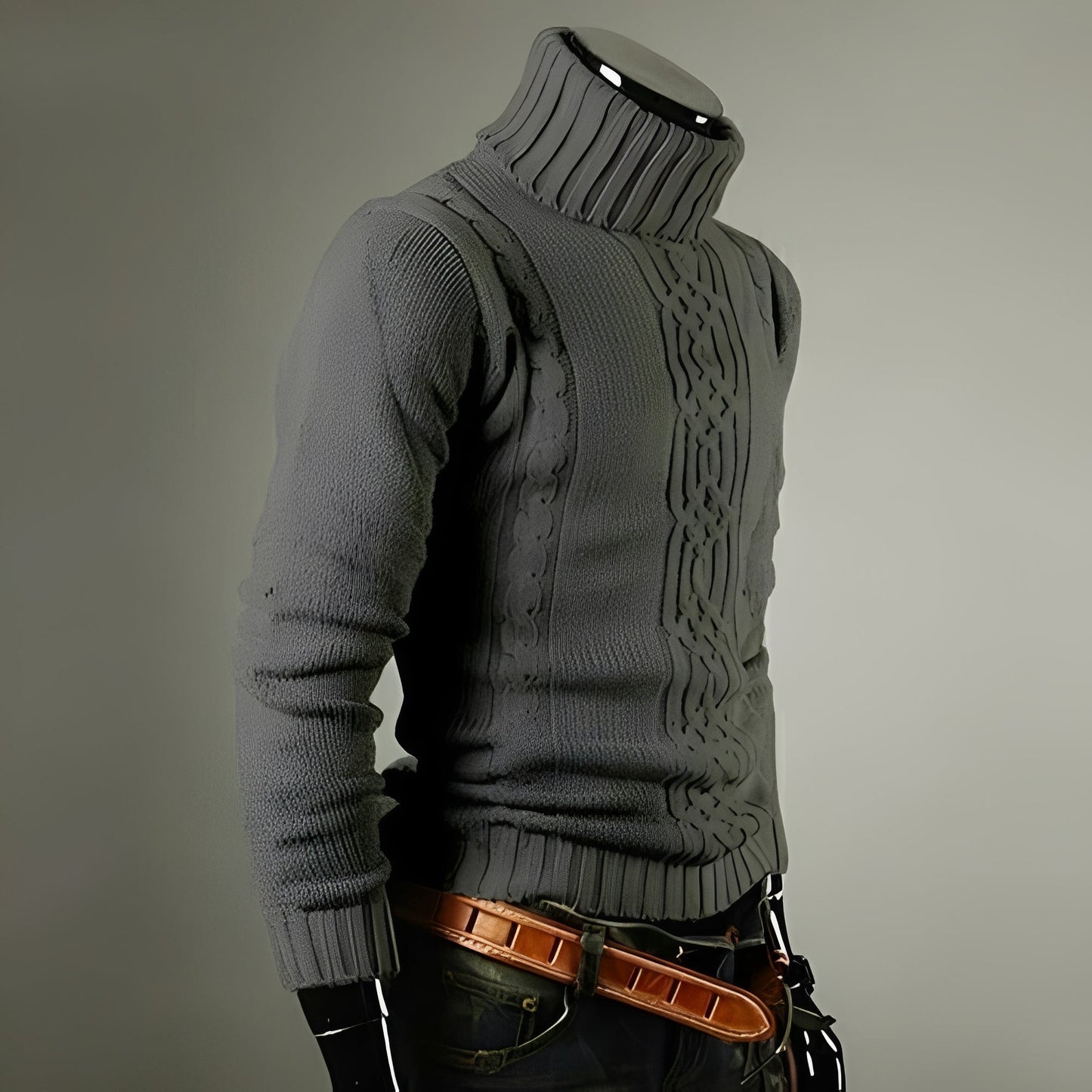 Oliver - Pulover tricotat elegant cu guler înalt din bumbac pentru bărbați