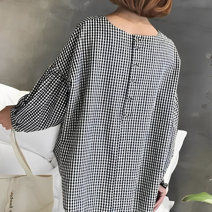 Tahlia - Cămașă casual cu carouri și design asimetric pentru femei