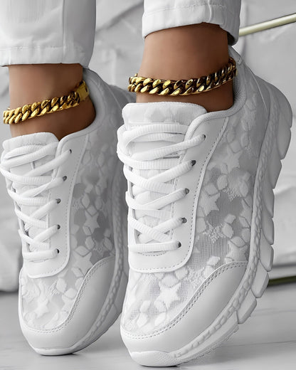 Elisabeth - Sneakers casual, respirabili, cu model floral pentru femei