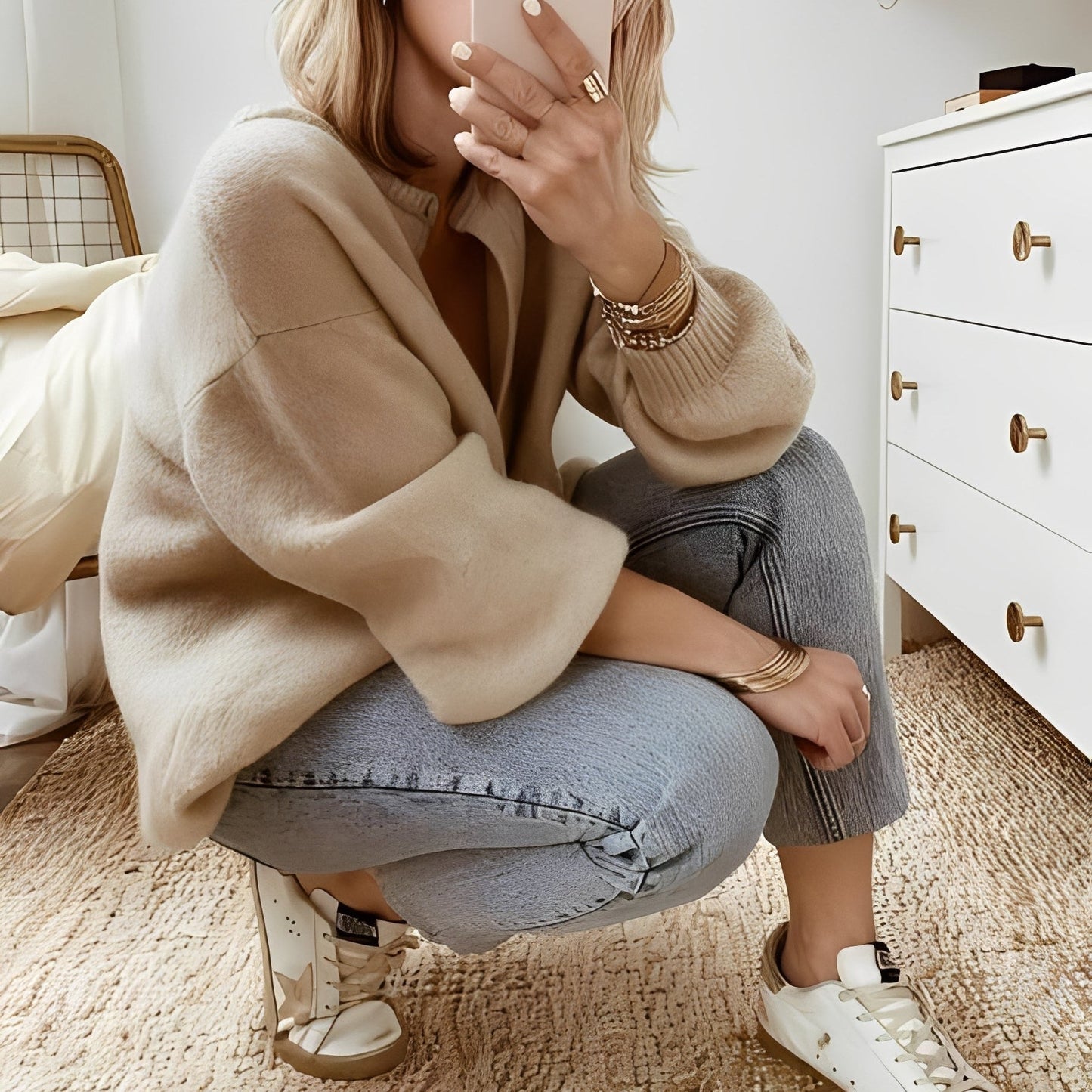 Mildred  - Cardigan tricotat oversize cald pentru dame