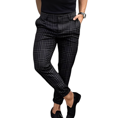 Deacon - Pantaloni Slim-Fit Casual cu Carouri pentru Bărbați