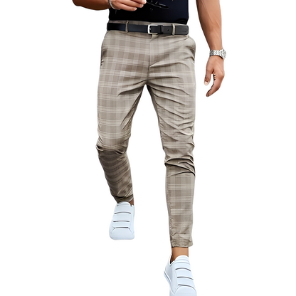 Deacon - Pantaloni Slim-Fit Casual cu Carouri pentru Bărbați