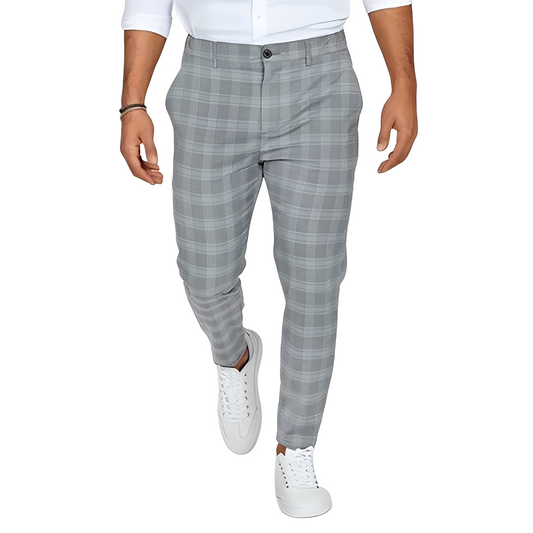 Deacon - Pantaloni Slim-Fit Casual cu Carouri pentru Bărbați