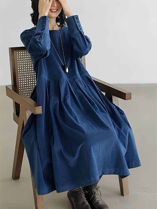 Shyanne - Rochie casual, lejeră din cord cu buzunare pentru femei