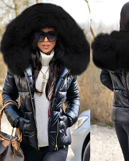 Jessica - Geacă lucioasă cu glugă pentru femei