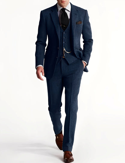Desmond - Tuxedo formal din tweed în trei piese pentru bărbați