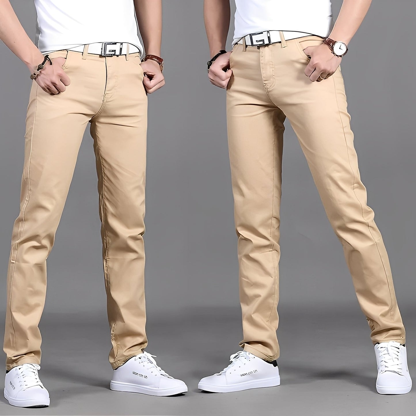 Russell - Pantaloni Chino Casual cu Croială Îngustă pentru Bărbați