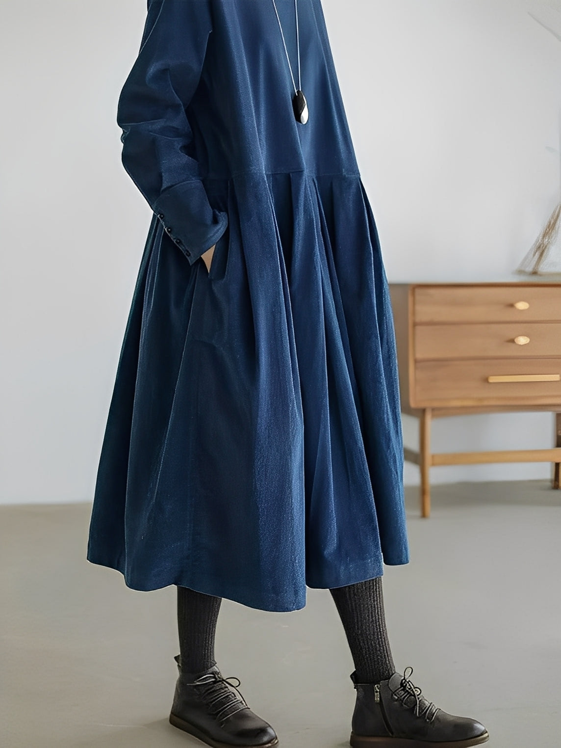 Shyanne - Rochie casual, lejeră din cord cu buzunare pentru femei
