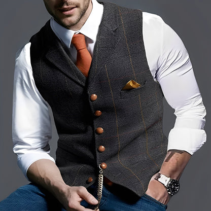 Arnold - Elegantă vestă îngustă cu model în carouri pentru bărbați