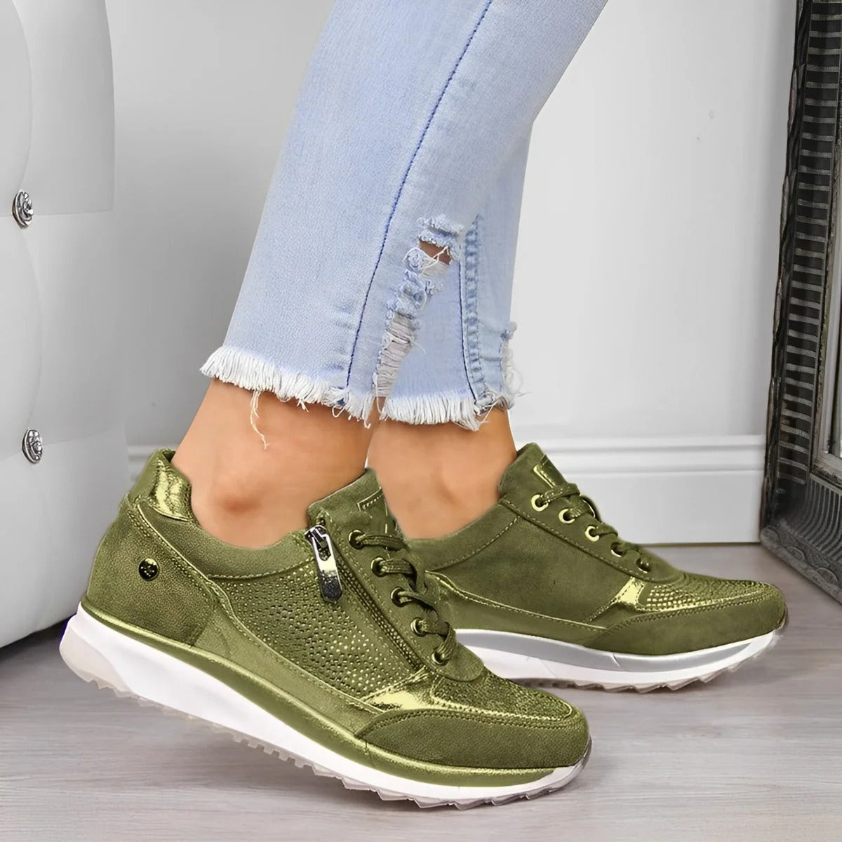 Kaycee - Sneaker stilati cu fermoar pentru femei