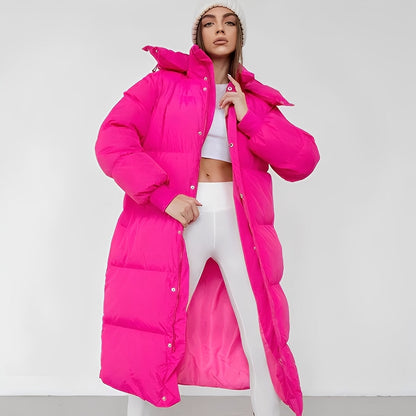 Jacquelyn - Jachetă lungă stilată cu glugă pentru femei