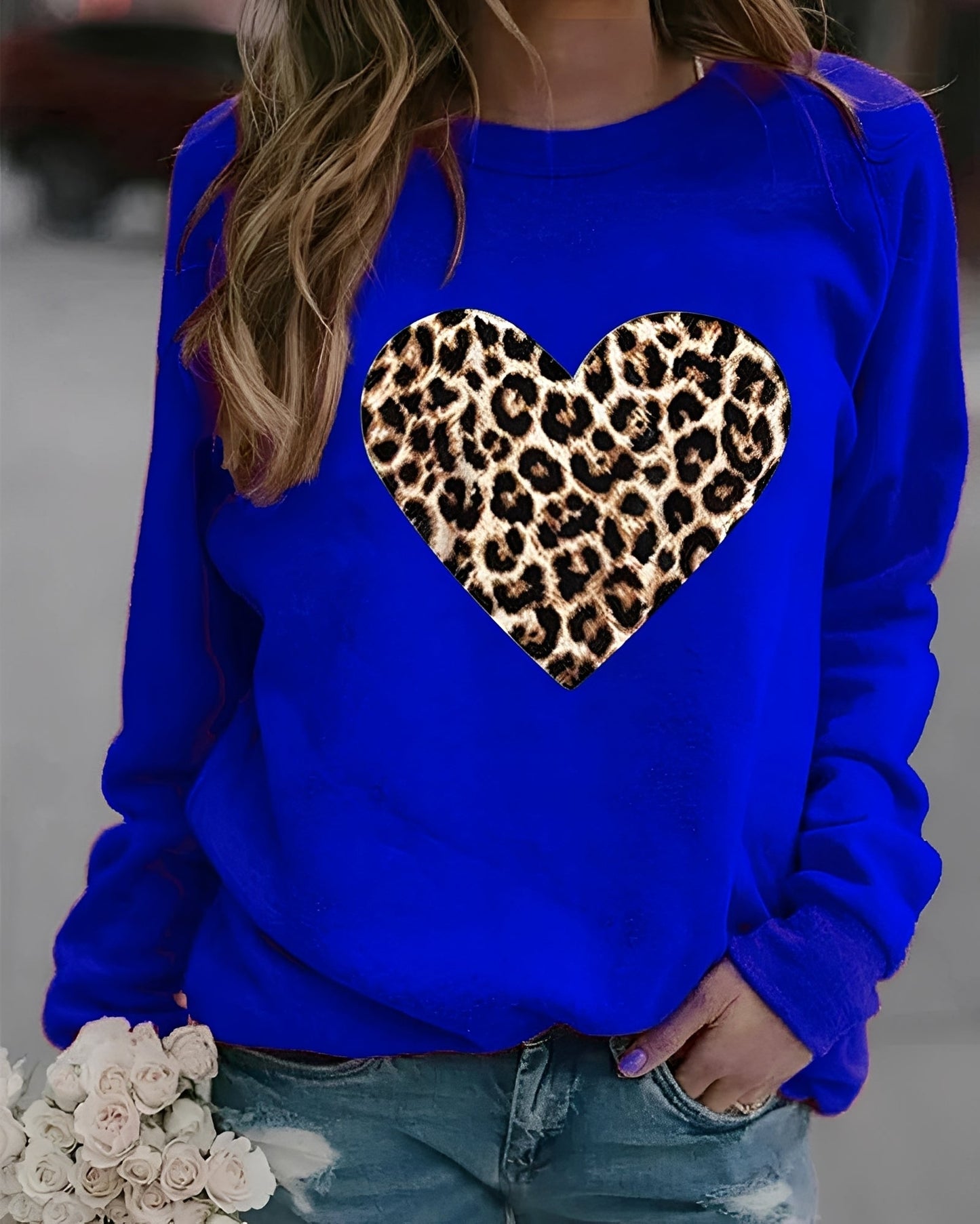 Daniella - Pulover lejer cu model inimioare pentru femei