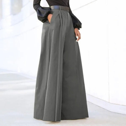 Rivka – Pantaloni cu Picior Larg cu Drapaj Moale