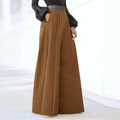 Rivka – Pantaloni cu Picior Larg cu Drapaj Moale