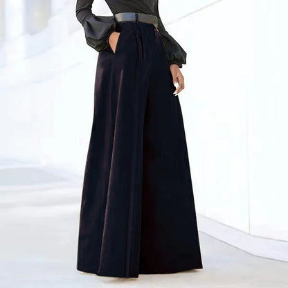 Rivka – Pantaloni cu Picior Larg cu Drapaj Moale