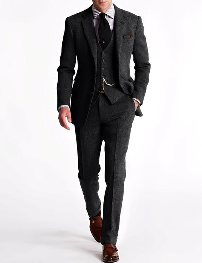 Desmond - Tuxedo formal din tweed în trei piese pentru bărbați