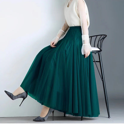 Kelly - Fustă midi lejeră din țesătură plisată pentru femei