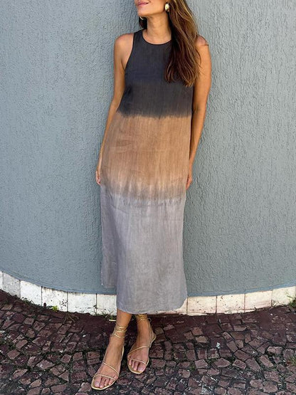 Mabelle - Rochie fără mâneci cu croială lejeră și tie-dye