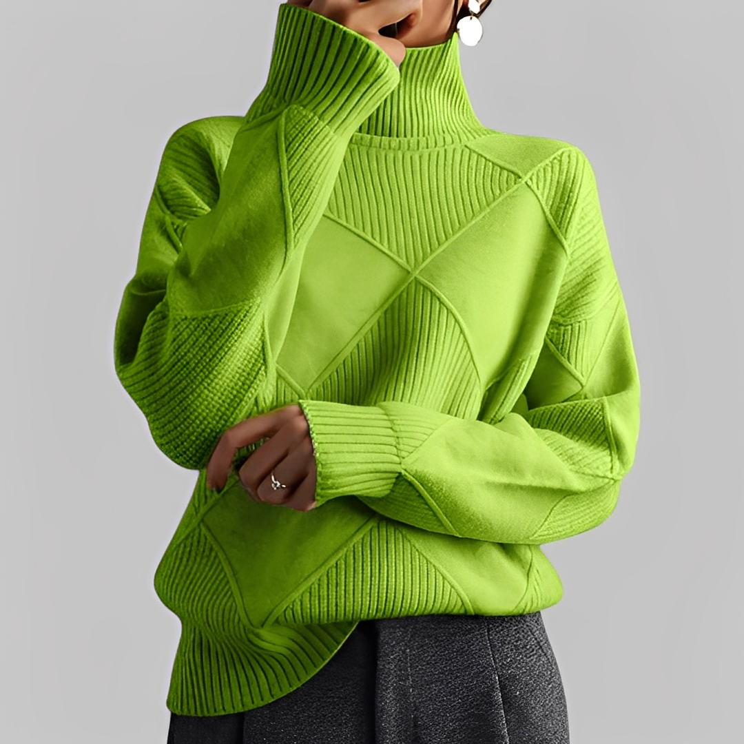 Mariette - Pulover oversize de iarnă pentru femei cu guler înalt