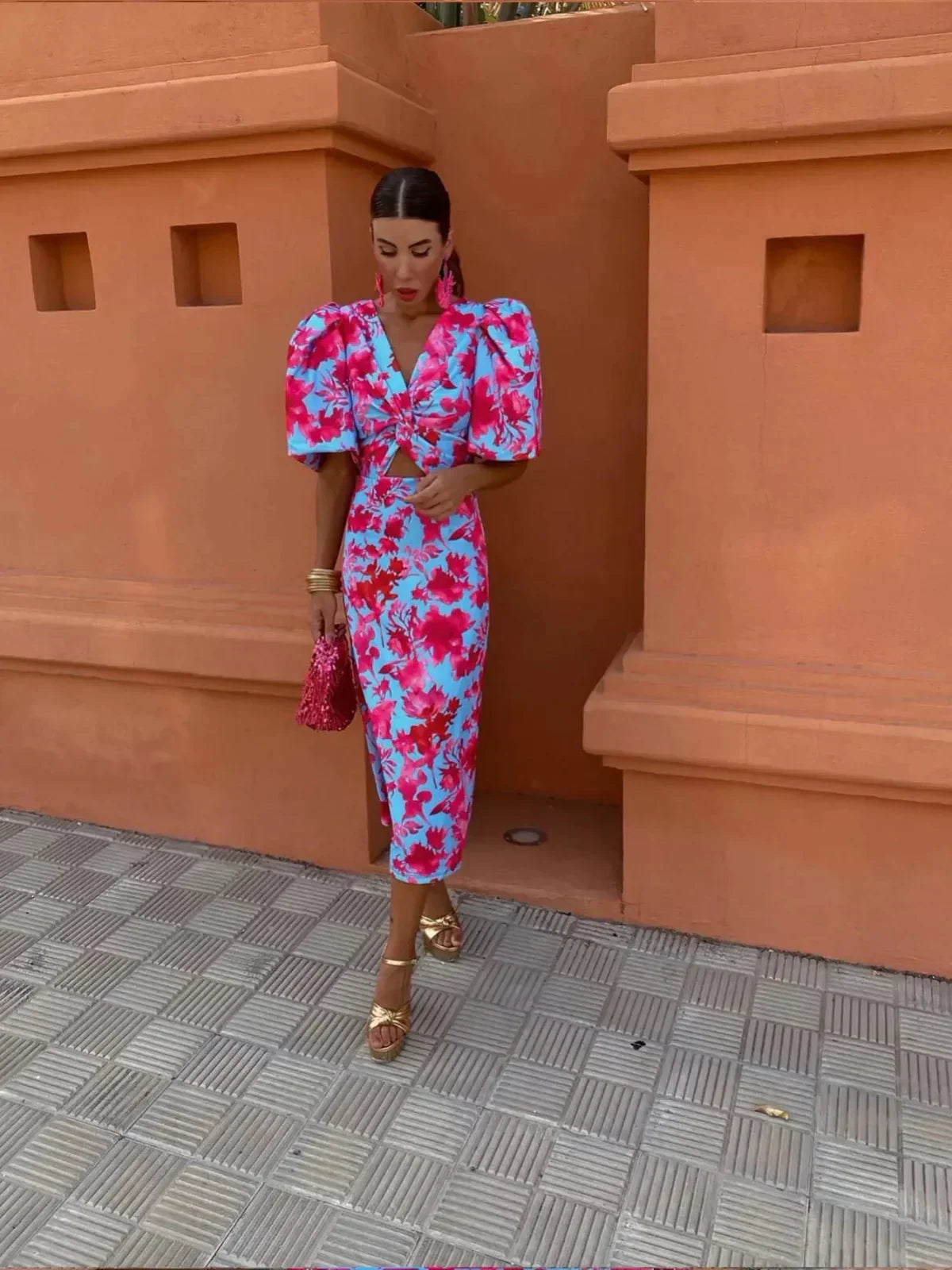 Glecy - Rochie Elegantă de Damă Mâneci Puf Farmec