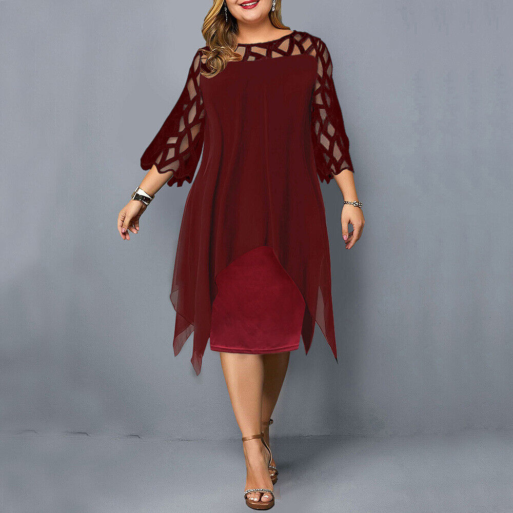 Elinor - Rochie midi stilată în mărime mare pentru femei