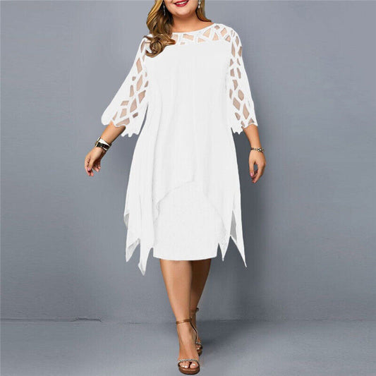 Elinor - Rochie midi stilată în mărime mare pentru femei