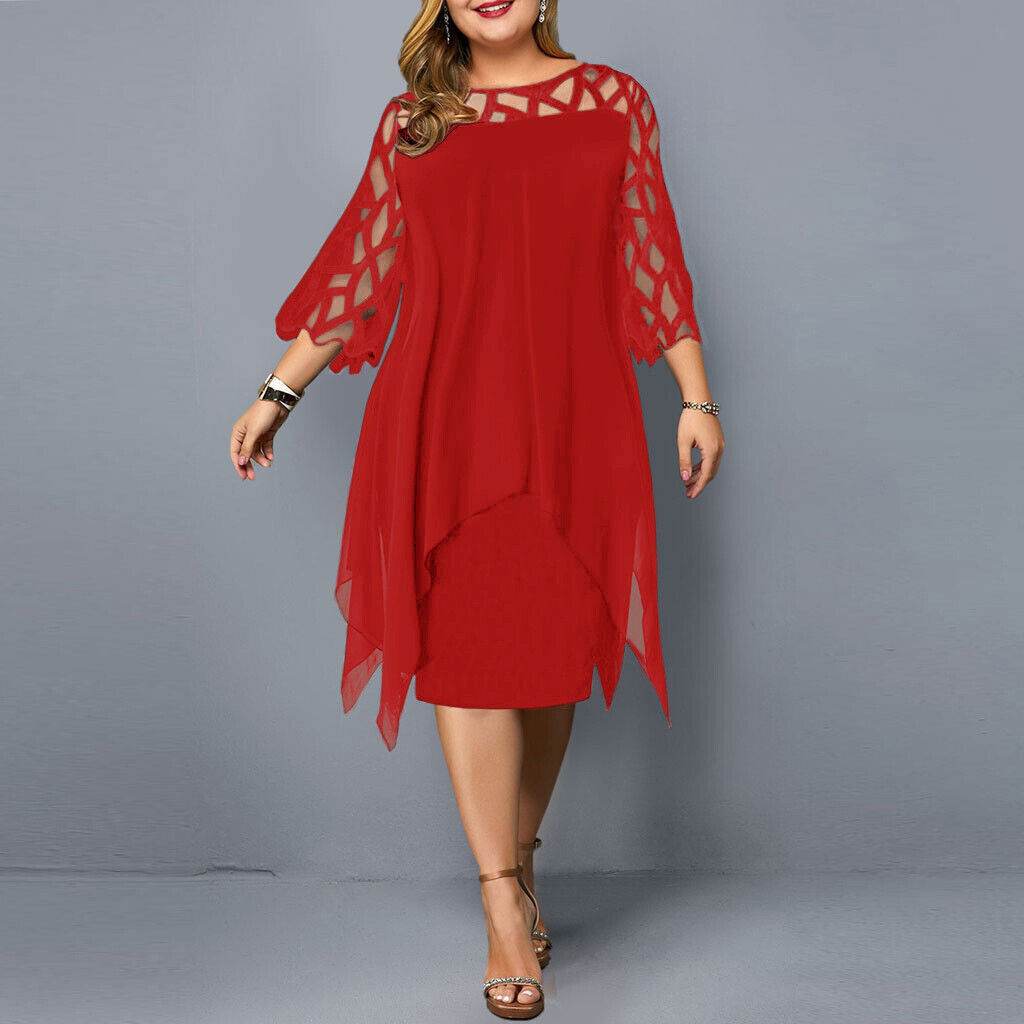 Elinor - Rochie midi stilată în mărime mare pentru femei