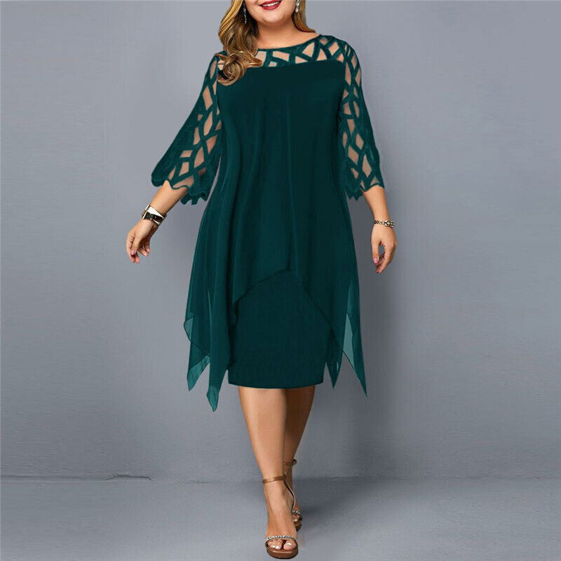 Elinor - Rochie midi stilată în mărime mare pentru femei