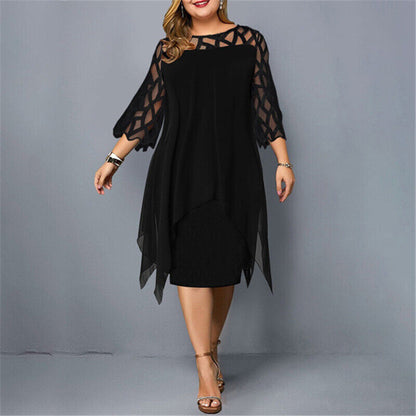 Elinor - Rochie midi stilată în mărime mare pentru femei