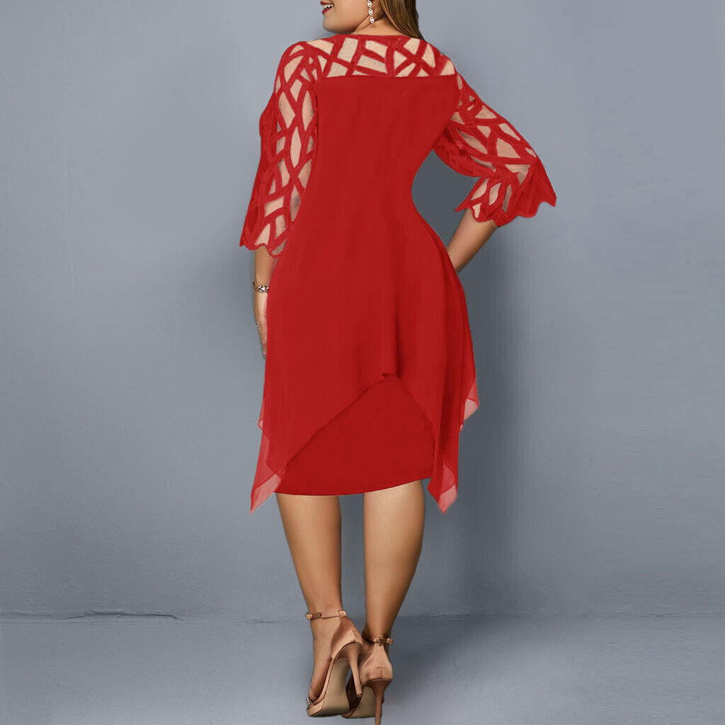 Elinor - Rochie midi stilată în mărime mare pentru femei