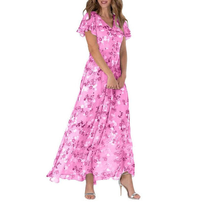 Leodessa - Rochie Maxi cu Flori Femei Invitat Nuntă